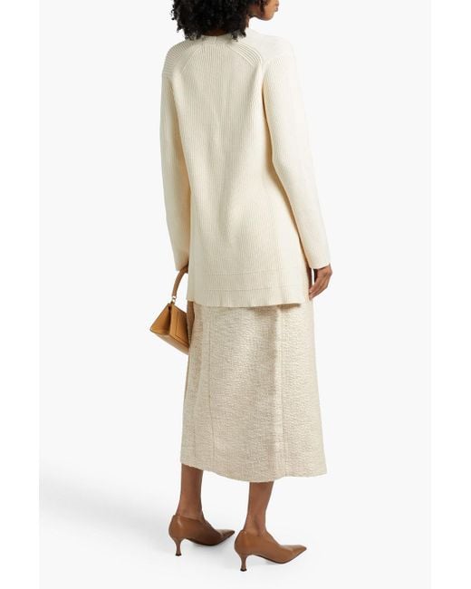 Another Tomorrow Natural Cotton-Tweed Midi Wrap Skirt