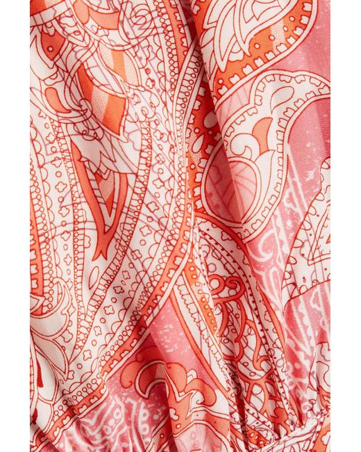 Melissa Odabash Pink Arabella Cutout Printed Voile Maxi Dress