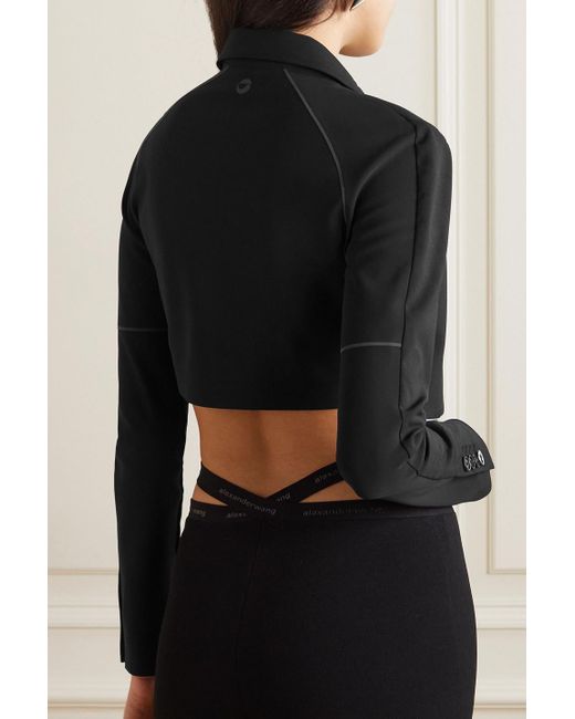 Coperni Black Cropped Layered Tech-jersey And Crepe Jacket