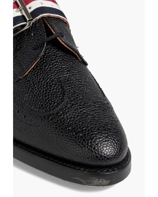 Thom Browne Black Striped Pebbled-leather Brogues