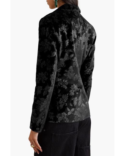 Rag & Bone Black Razor Floral-print Cotton-blend Velvet Blazer