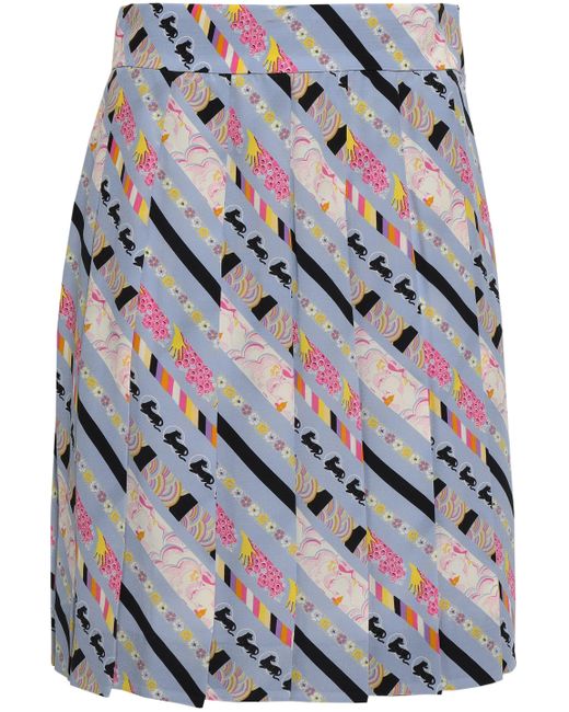 Marc Jacobs Pleated Printed Silk Crepe De Chine Mini Skirt