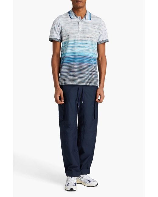 Missoni Blue Space-dyed Cotton Polo Shirt for men