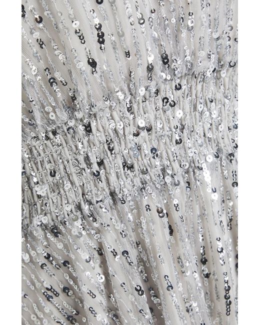 Maje Gray Sequined Tulle Maxi Dress