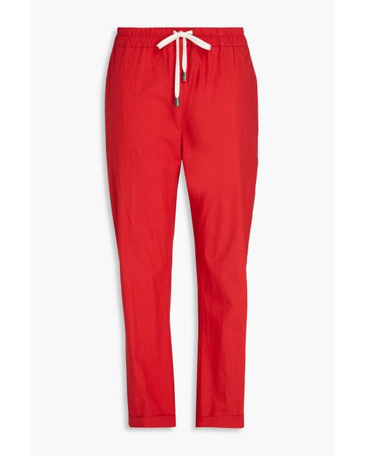 Gentry Portofino Red Cropped Cotton Track Pants