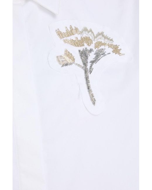 Erdem White Embellished Cotton-Poplin Shirt