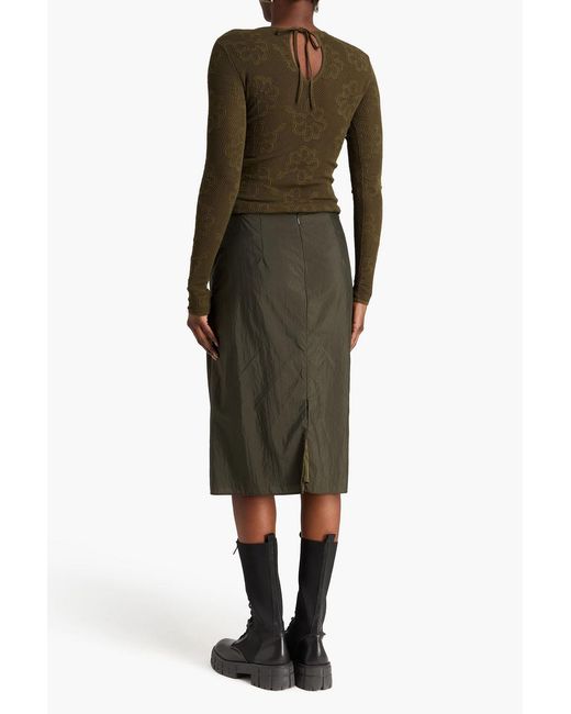 CECILIE BAHNSEN Green Allegra Embroidered Taffeta Skirt