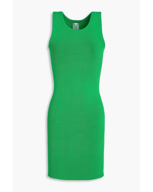 Hunza G Green Iris Stretch-Knit Mini Dress