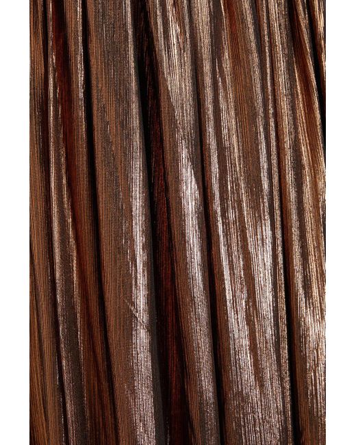 retroféte Brown Andrea plissierte robe aus jersey in -optik mit asymmetrischer schulterpartie