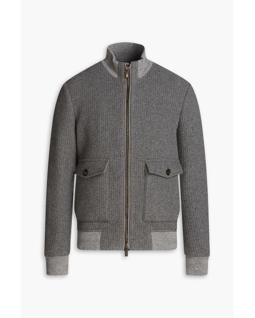 Canali Gray Cashmere-tweed Bomber Jacket for men