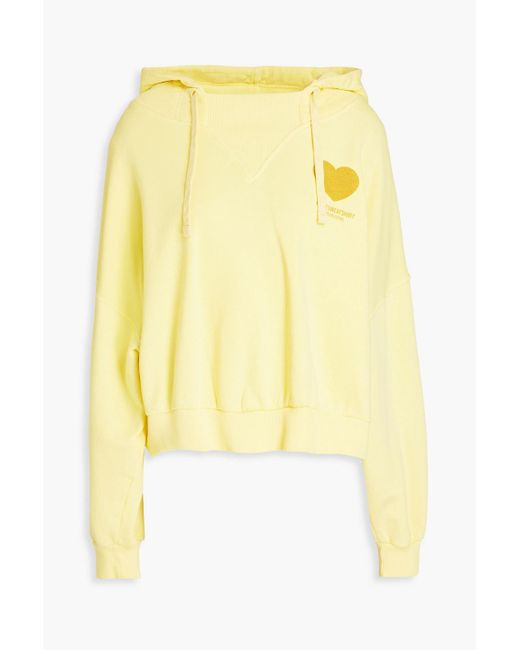 RED Valentino Yellow Oversized Printed French Cotton-terry Hoodie