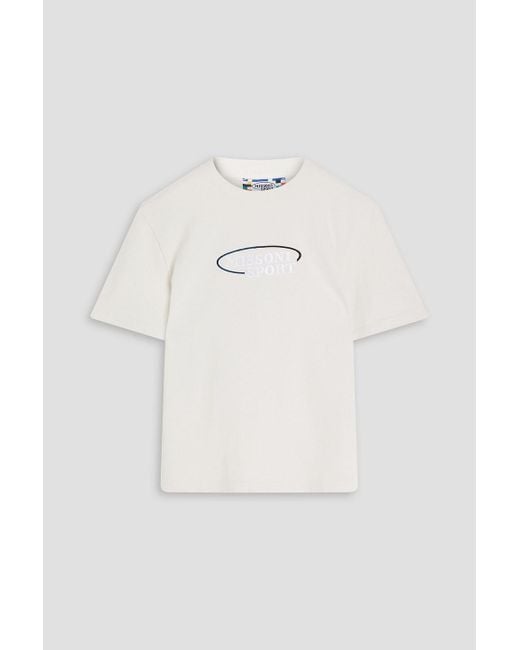 Missoni White Embroidered Cotton-jersey T-shirt for men