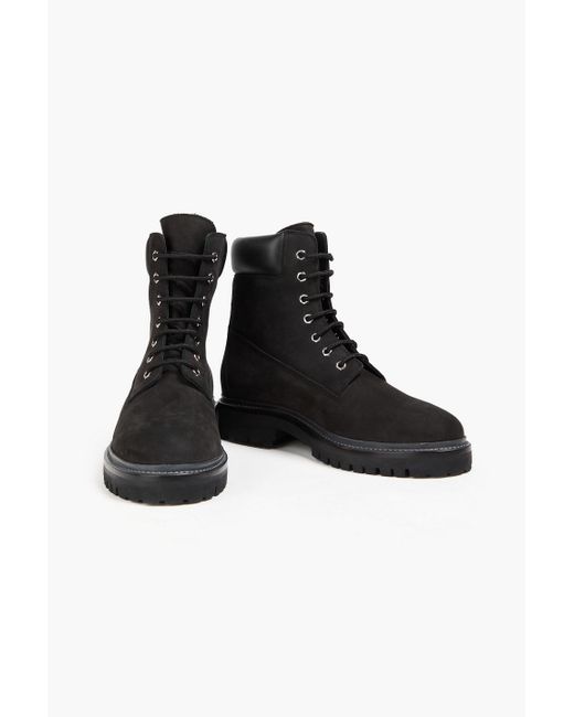 LEGRES Black Nubuck Combat Boots
