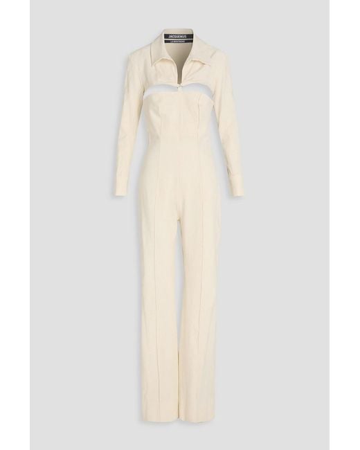 Jacquemus White La Combinaison Asao Cutout Slub Woven Jumpsuit