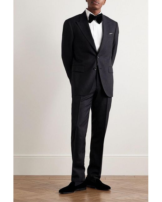 Etro Black Wool And Silk-Blend Jacquard Tuxedo for men