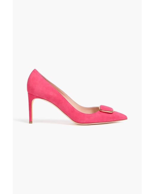 Rupert Sanderson Pink New Nada Embellished Suede Pumps
