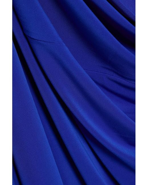 Norma Kamali Blue Dolman Stretch-jersey Wrap Gown