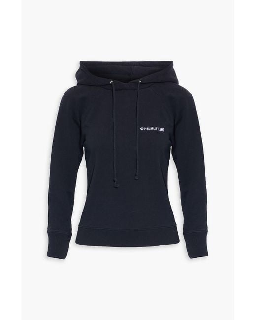 Helmut Lang Black Embroidered French Cotton-terry Hoodie