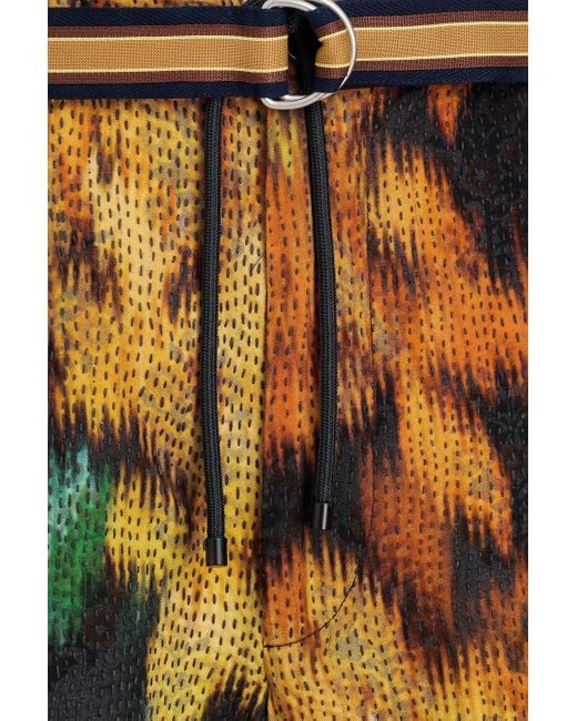 Dries Van Noten Bedruckte shorts aus crêpe mit tunnelzug und stickereien in Orange für Herren