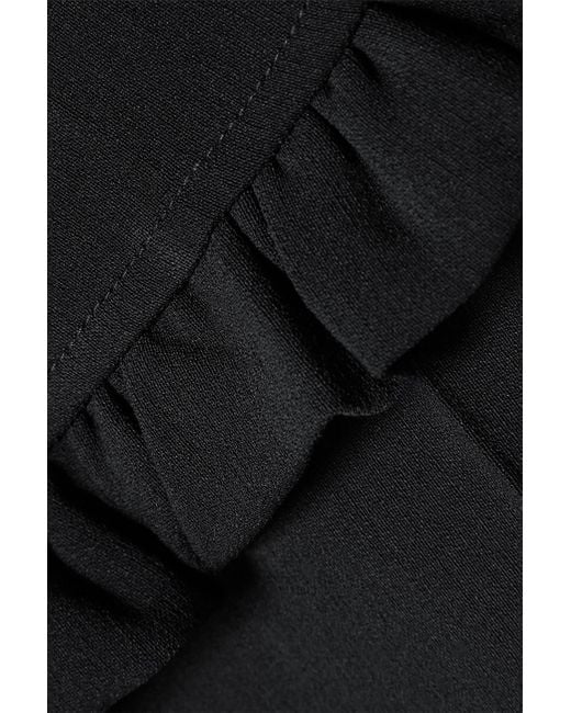 Michael Kors Black Ruffle-trimmed Wool-blend Crepe Straight-leg Pants