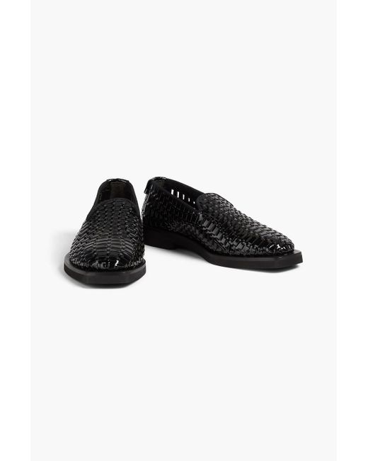 Emporio Armani Black Woven Patent-leather Loafers for men