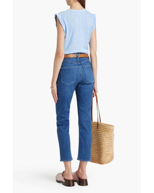 Veronica Beard Blue Dree Slub Pima Cotton-jersey Top