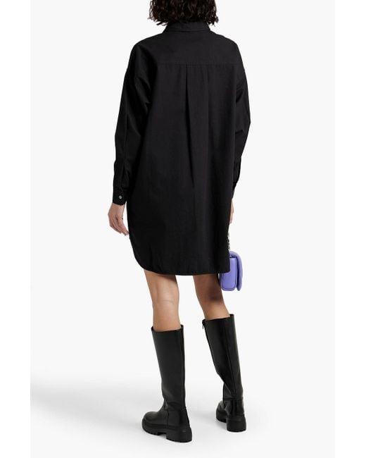 ATM Black Cotton-ripstop Mini Shirt Dress