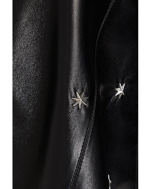 Matériel Black Stars around neckholder-minikleid aus kunstleder mit verzierung