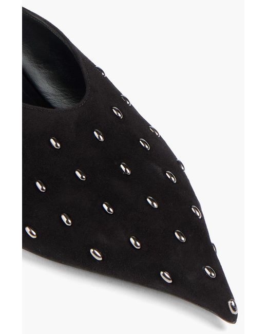 Mugler Black Embellished Seude Mules