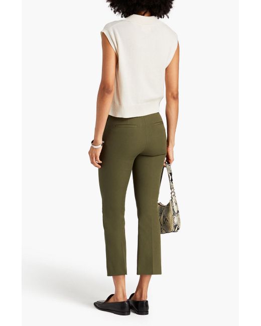 FRAME Green Le Crop Mini Boot Cropped Stretch Cotton-twill Bootcut Pants