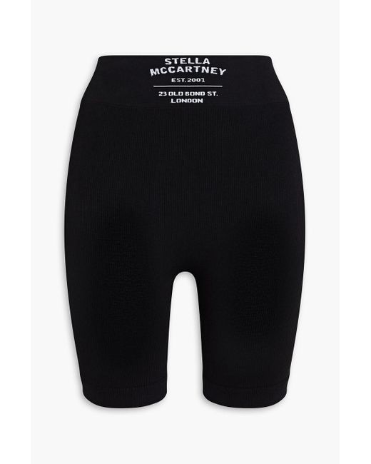 Stella McCartney Black Printed Ribbed Cotton-blend Jersey Shorts