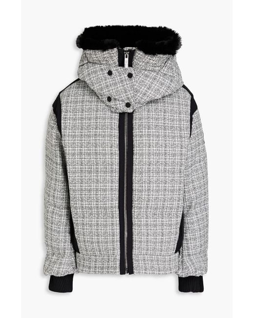 Fusalp Gray Quilted Tweed Hooded Ski Jacket