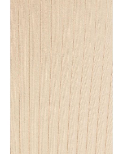 Mother Of Pearl Natural Ribbed Cotton-blend Jersey Midi Skirt
