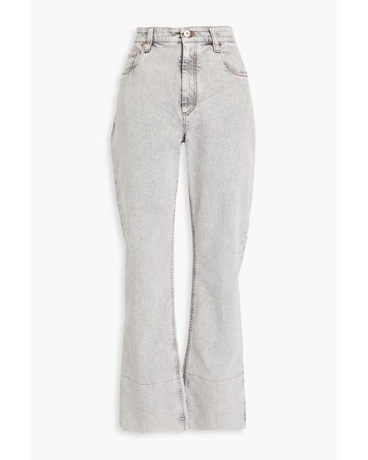 Brunello Cucinelli Gray Bead-embellished High-rise Bootcut Jeans