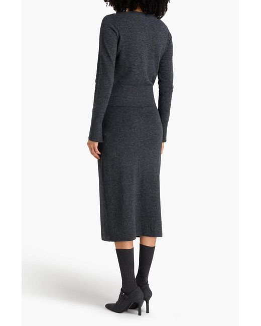Erdem Black Embellished Stretch-Knit Midi Pencil Skirt