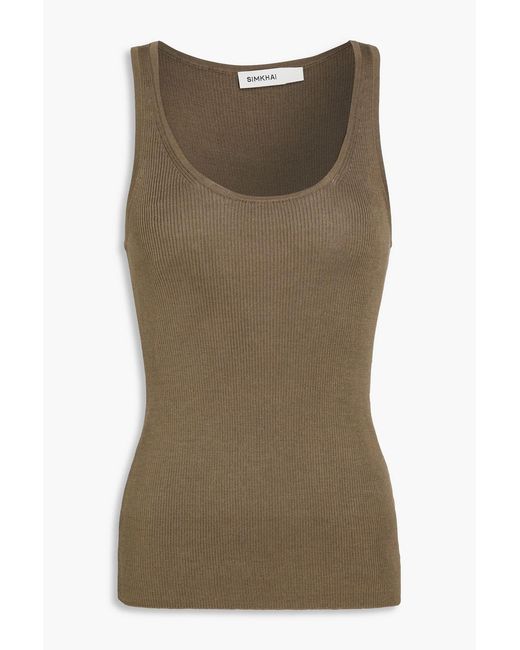 Jonathan Simkhai Green Kioni Ribbed Silk And Cashmere-Blend Tank