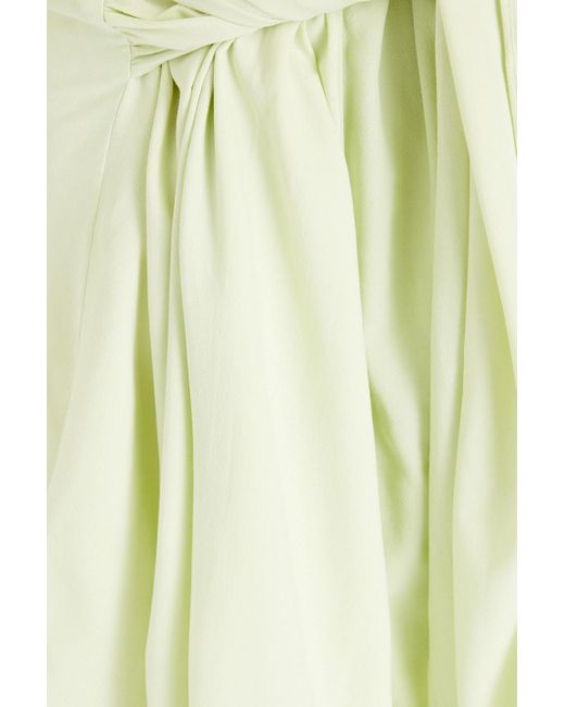 Maje Green Tie-detailed Crepe De Chine Mini Shirt Dress