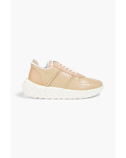 Giuseppe Zanotti Natural Snake-effect And Smooth Leather Sneakers