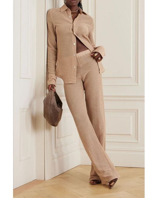 Ludovic de Saint Sernin Natural Mermaid Open-knit Cotton-blend Straight-leg Pants