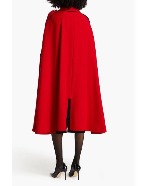Dolce & Gabbana Red Wool-blend Twill Cape