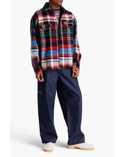 Missoni Red Checked Wool And Cotton-blend Overshirt for men