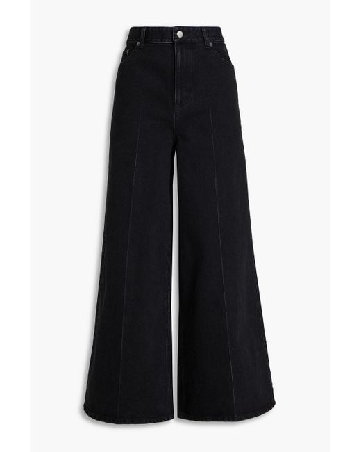 Tibi Black High-rise Wide-leg Jeans