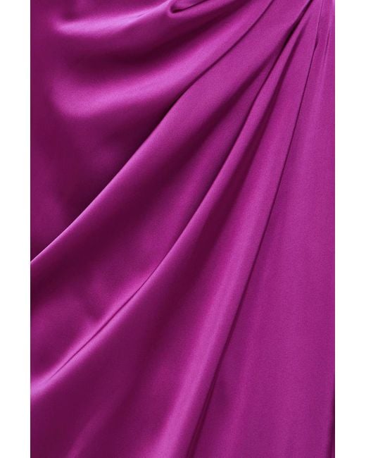 Rhea Costa Purple Drapiertes maxikleid aus satin