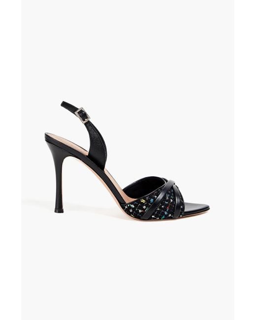 Malone Souliers Black Slingback-sandalen "jayce" aus tweed und leder