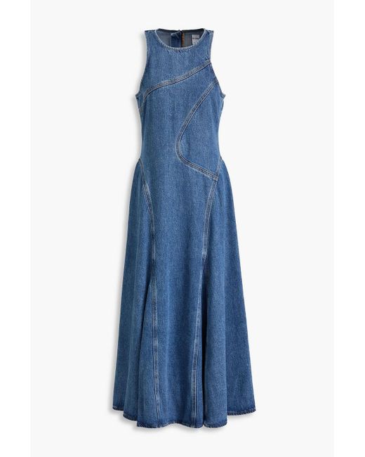 Re/done Blue Ausgestelltes midikleid aus denim