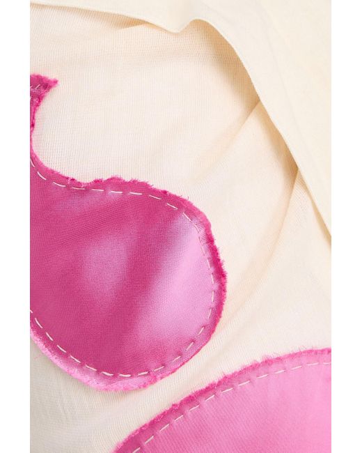 Jacquemus Pink Draggiu midirock aus baumwollgaze mit applikationen