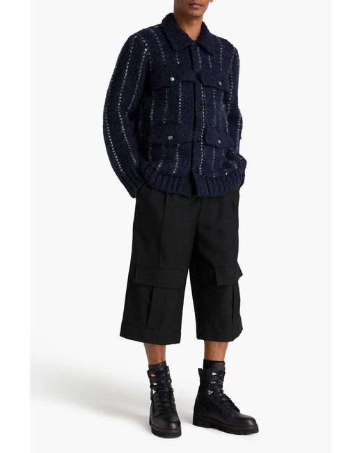 Sacai Blue Pinstriped Knitted Jacket for men