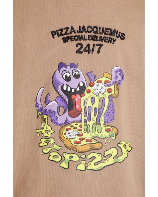 Jacquemus Natural Octopizza Embroidered Printed Cotton-jersey T-shirt for men