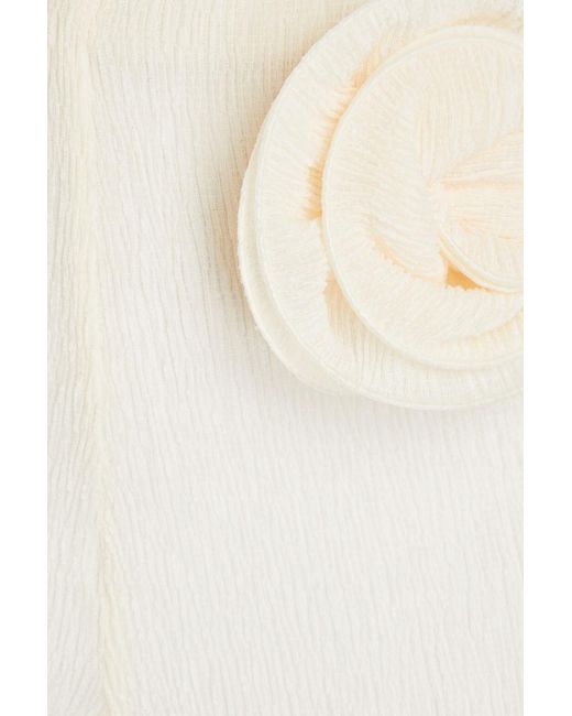 Magda Butrym White Appliquéd Lyocell-blend Plissé-crepe Flared Pants