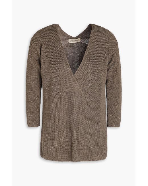 Gentry Portofino Brown Ribbed Cotton-blend Sweater